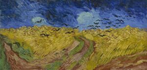 Plegaria de un pequeño niño negro Van Gogh trigal con cuervos